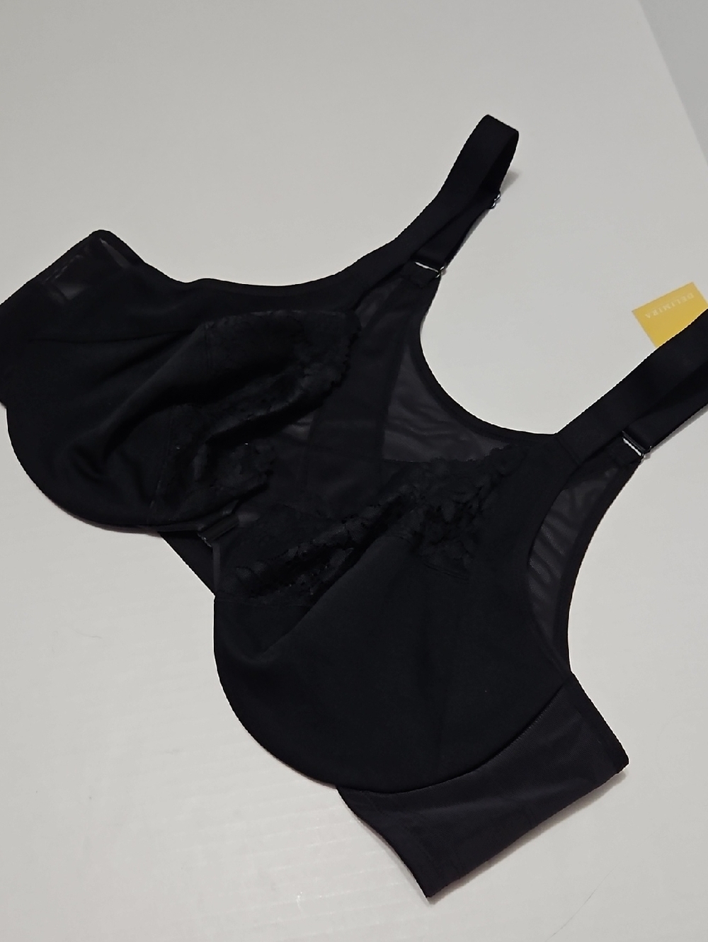 Delimira Front Closure Posture Bra Black Full Coverage Support Bra Size 44C